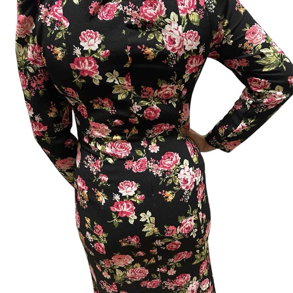 SHEIN Black Floral Long Sleeve Dress - Picture 2 of 3